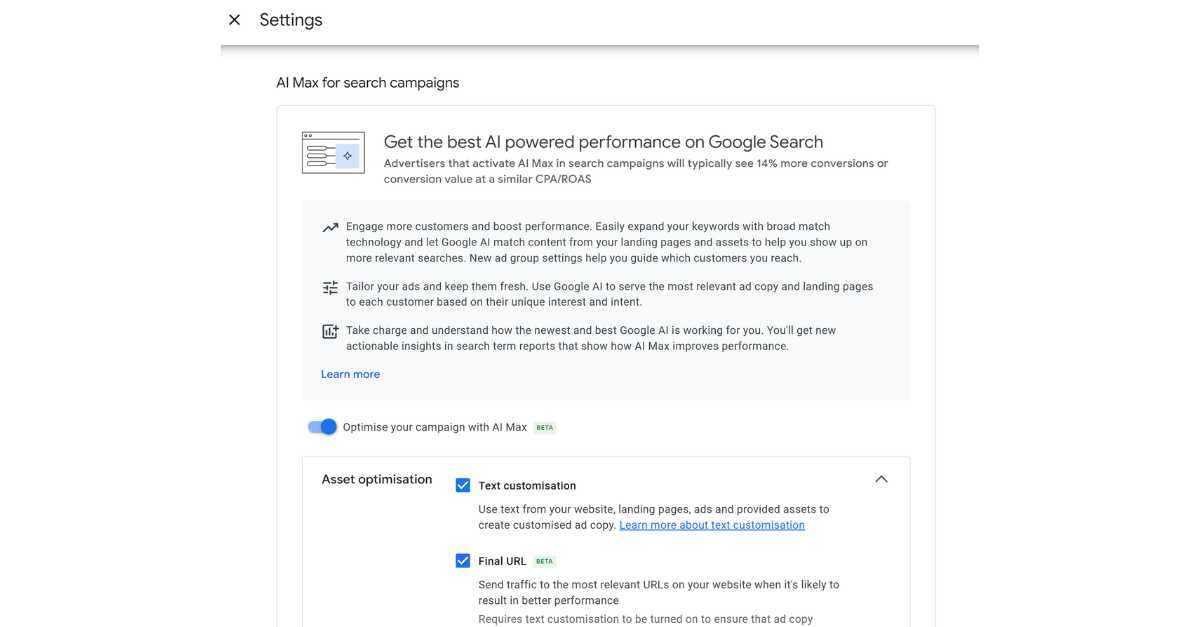 AI Max ใน Google Ads